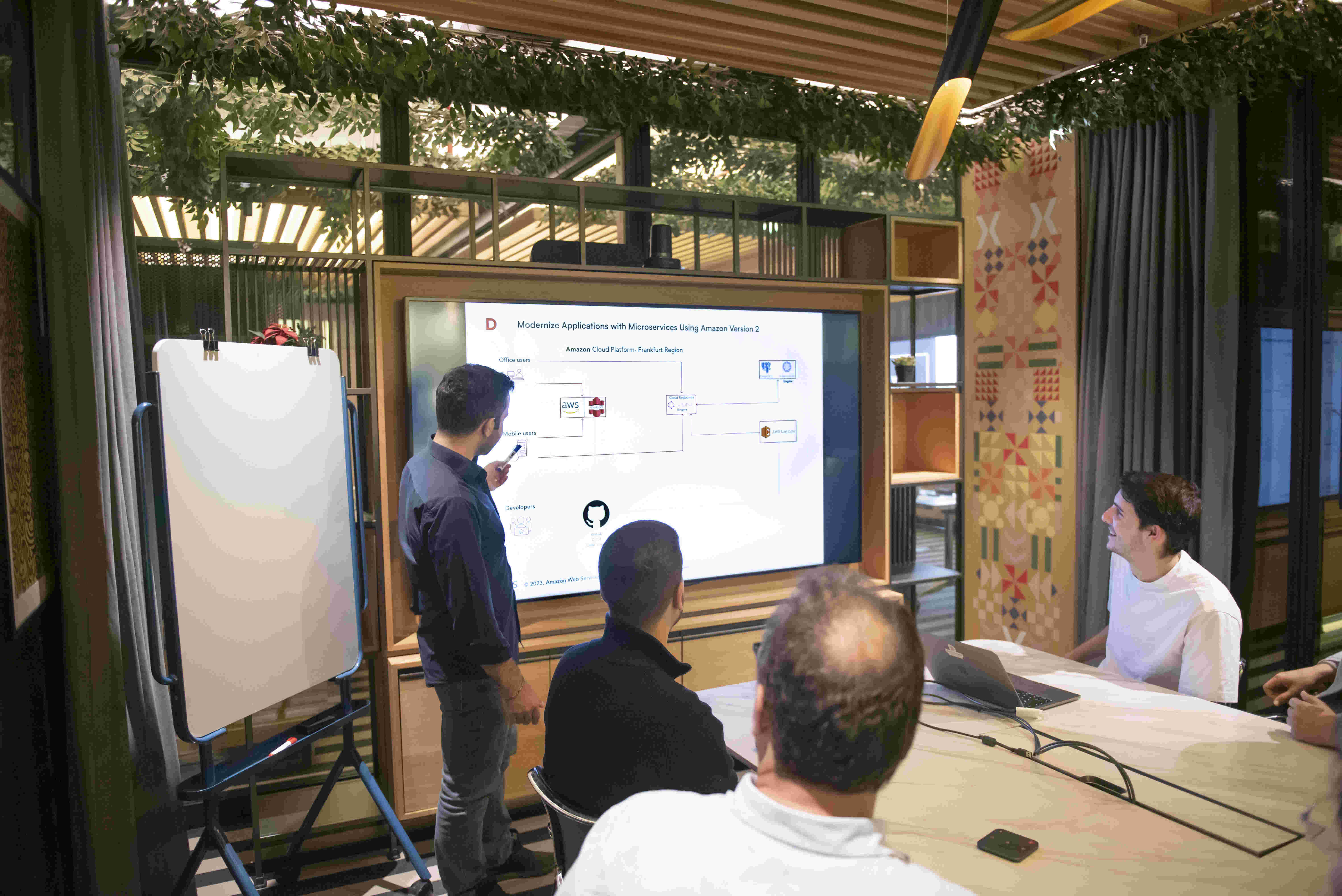 Deka Technology team lead presenting system architecture to engineering team